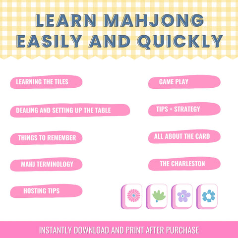 Quick Visual Reference Guide to American Mahjong for Beginners: How to Play, Tiles, Strategies, Hosting Tips + Cocktails! (Digital Download)