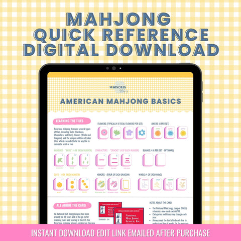 DIGITAL BUNDLE: Quick Visual Reference Guide to American Mahjong for Beginners + Line Finder Printable Download